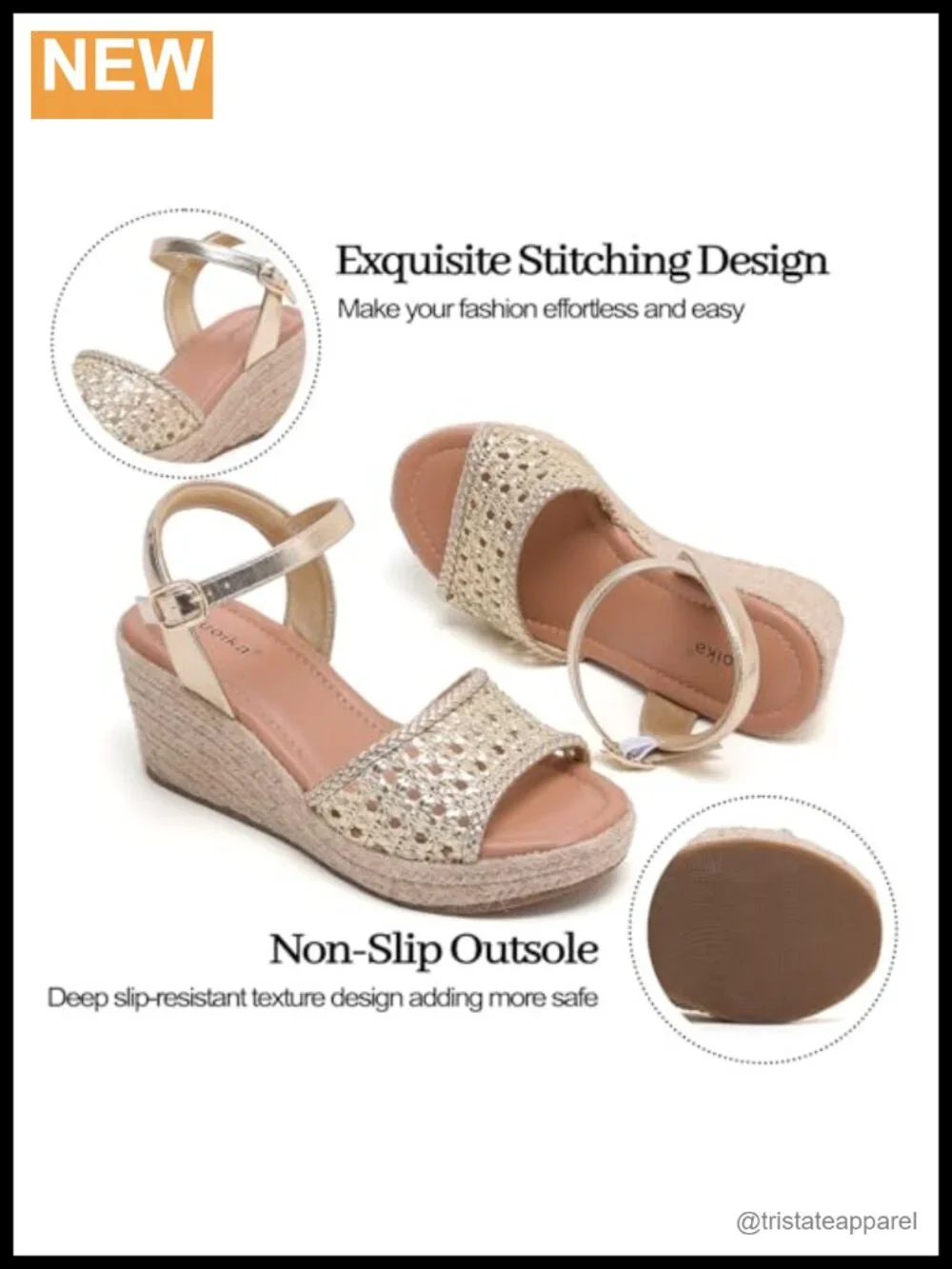Wide Width Wedge Platform Sandals Faux Leather Memory Foam
